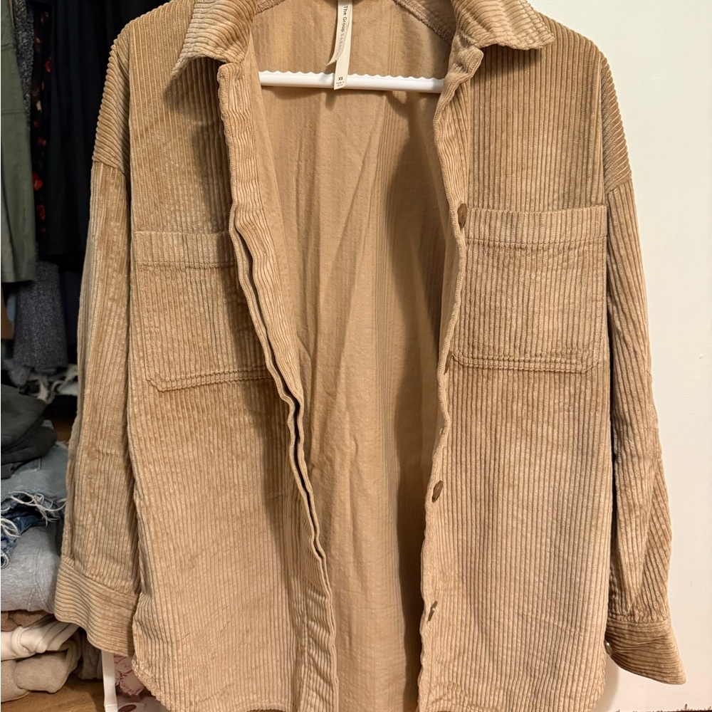 Babaton Tan Corduroy Shacket